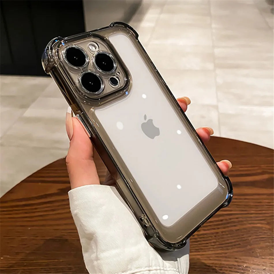 Luxury Shockproof Clear Phone Case For iPhone 15 14 13 12 11 Pro Max 14 15 Plus Silicone Bumper Transparent Hard Back Cover