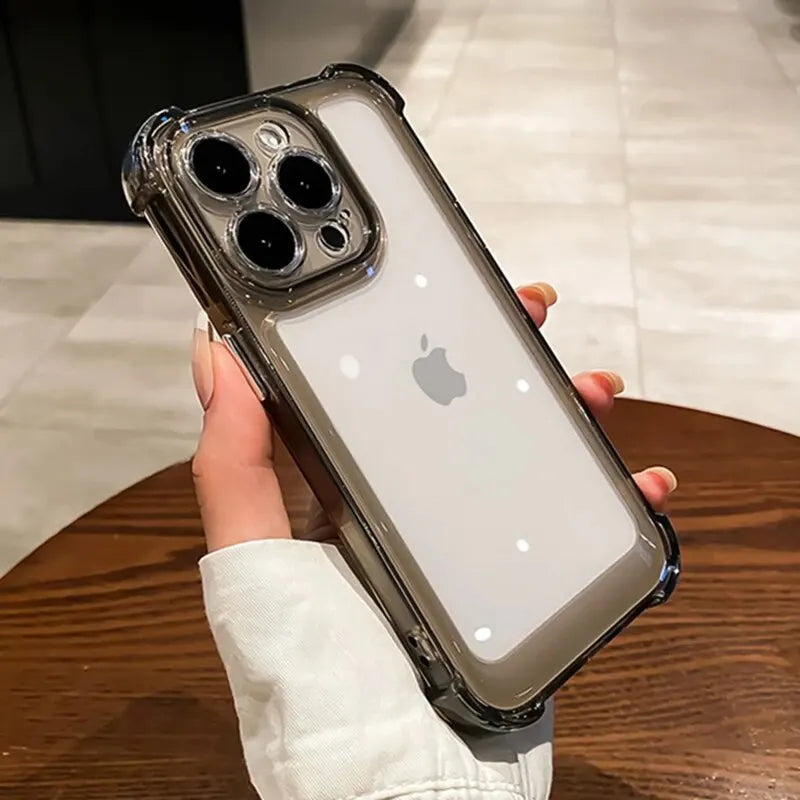 Luxury Shockproof Clear Phone Case For iPhone 15 14 13 12 11 Pro Max 14 15 Plus Silicone Bumper Transparent Hard Back Cover