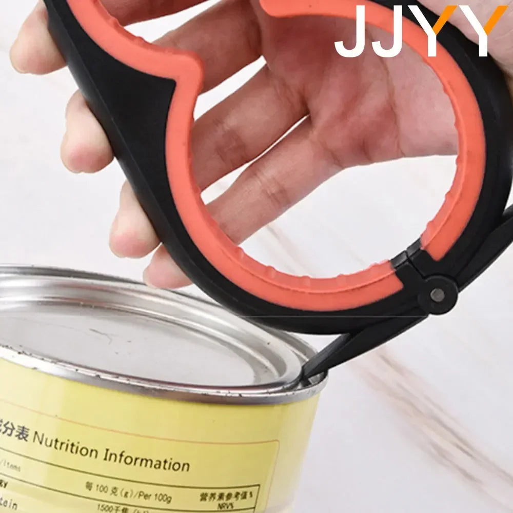 4-in-1 Multi-Function Can Opener – Bottle Cap Twister with Anti-Slip Handle for Cans & Beverages