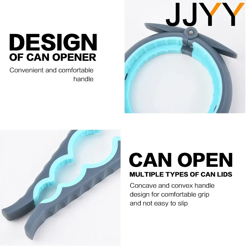 4-in-1 Multi-Function Can Opener – Bottle Cap Twister with Anti-Slip Handle for Cans & Beverages