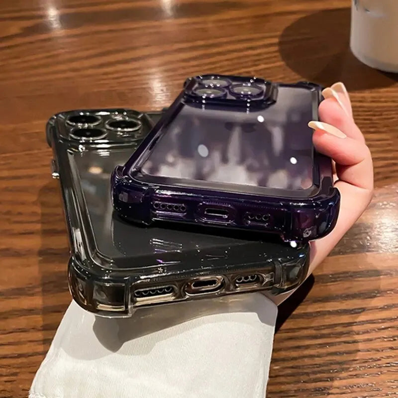 Luxury Shockproof Clear Phone Case For iPhone 15 14 13 12 11 Pro Max 14 15 Plus Silicone Bumper Transparent Hard Back Cover